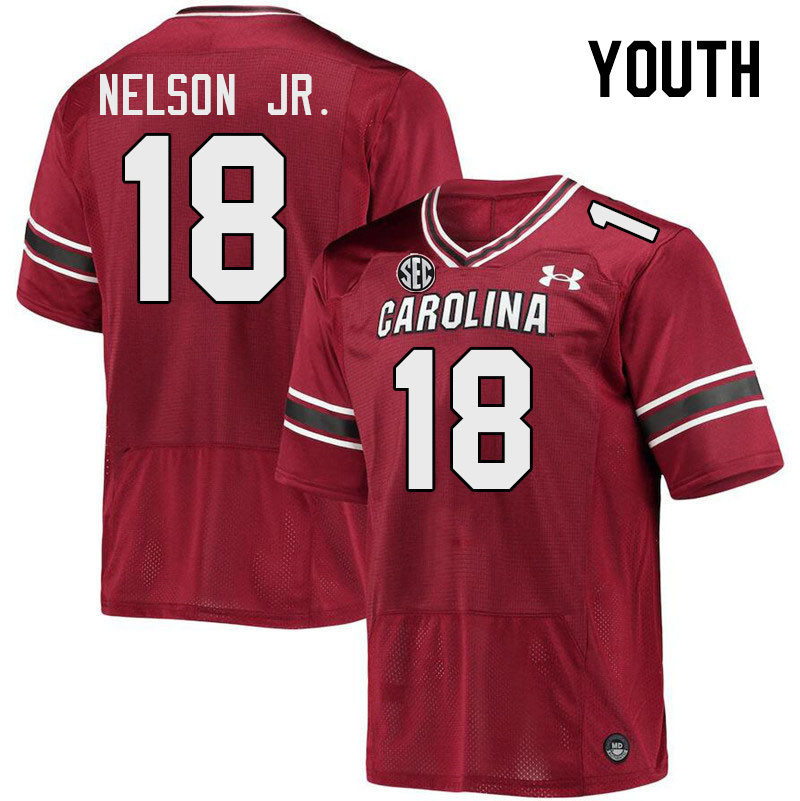 Youth #18 Keenan Nelson Jr. South Carolina Gamecocks 2023 College Football Jerseys Stitched-Garnet